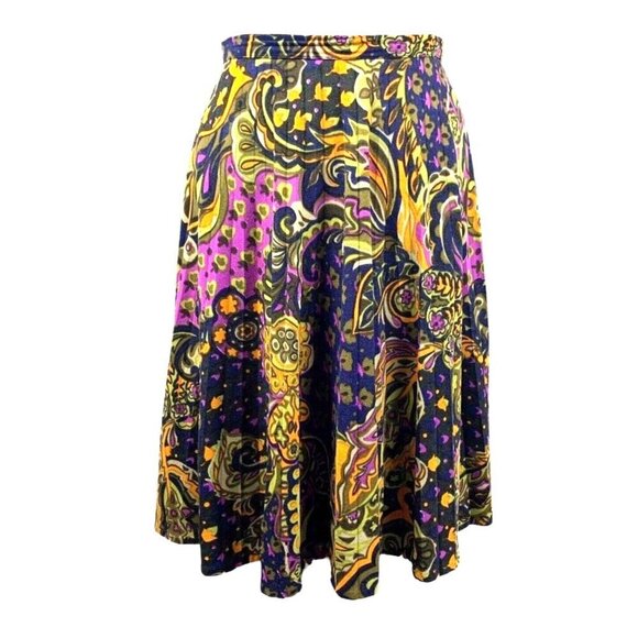 Fleischman California Vintage 80s Velour Skirt Ladies SMALL Paisley Retro Indie - Picture 1 of 8